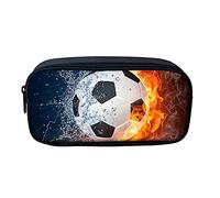NETILGEN Feuer-Fußball-Federmäppchen, Polyester-Tragetasche mit Reißverschluss, großes Fassungsvermögen, cooles 3D-Druckmuster, personalisierte Designs für Kinder, Jungen, Mädchen, Studenten,