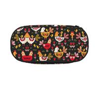 Nette Hahn Hühner niedliche ästhetische große Kapazität Reißverschluss Federmäppchen Stift, tragbarer Schreibtisch Organizer für Erwachsene, blacks, One size, Tasche Organizer