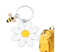 Netter Daisy Keychain - Bee Animal Daisy Flower Keyring | Metall Neuheit Schlüsselanhänger Anhänger | 3.07x1.77x0.12 Zoll | Multi Purpose Women Backpack Ornaments Schlüsselhalter Für Arbeit, Camping,