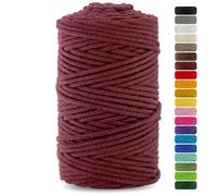 Netuno 1x Makramee Garn Burgunderrot 5 mm 100 m Baumwollkordel mit Baumwollkern Textilgarn Kordelband Naturgarn Naturbaumwolle Garn für Makramee Baumwollgarn Dekoschnur farbig Cotton Cord Macrame