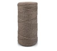 Netuno 1x Makramee Garn Dunkelbeige 3 mm 100 m einfach gedreht Baumwollkordel Kordelband Naturkordel Bunte Baumwoll-Bastelschnur für Makramee Garn Kordel Makramee farbig Twisted Macrame Cord Cotton
