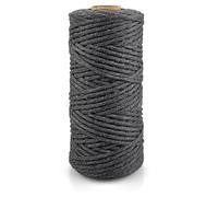 Netuno 1x Makramee Garn Dunkelgrau 2 mm 150 m einfach gedreht Kordel Baumwolle Textilgarn Naturbaumwolle Garn für Makramee Schnur Baumwollkordel Dekoschnur farbig twisted macrame cotton cord