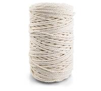 Netuno 1x Makramee-Garn Ecru 3 mm 100 m dreifach gedreht Baumwollkordel Naturkordel Baumwoll-Bastelschnur Kordel Makramee 3fach gezwirnt Baumwollschnur Twisted Macrame Cord Cotton Rope 3ply