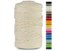 Netuno 1x Makramee Garn Elfenbein 5 mm 100 m Baumwollkordel mit Baumwollkern Textilgarn Kordelband Naturgarn Naturbaumwolle Garn für Makramee Baumwollgarn Dekoschnur farbig Cotton Cord Macrame