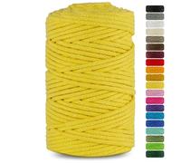 Netuno 1x Makramee Garn Hellgelb 5 mm 100 m Makramee Kordel Baumwolle mit Baumwollkern Baumwollkordel Schnur Bastelgarn farbig für Dekoration Wandbehang Blumenampel Cotton Cord Macrame