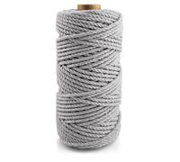 Netuno 1x Makramee-Garn Hellgrau 3 mm 50 m dreifach gedreht Baumwollkordel Naturkordel Baumwoll-Bastelschnur Kordel Makramee 3fach gezwirnt Baumwollschnur Twisted Macrame Cord Cotton Rope 3ply