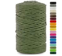 Netuno 1x Makramee Garn Khaki 5 mm 100 m Makramee Kordel Baumwolle mit Baumwollkern Baumwollkordel Schnur Bastelgarn farbig für Dekoration Wandbehang Blumenampel Cotton Cord Macrame