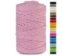 Netuno 1x Makramee Garn Rosa 5 mm 100 m Baumwollkordel mit Baumwollkern Textilgarn Kordelband Naturgarn Naturbaumwolle Garn für Makramee Baumwollgarn Dekoschnur farbig Cotton Cord Macrame