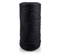 Netuno 1x Makramee Garn Schwarz 2 mm 150 m einfach gedreht Kordel Baumwolle Textilgarn Naturbaumwolle Garn für Makramee Schnur Baumwollkordel Dekoschnur farbig Twisted Macrame Cotton Cord