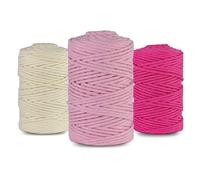 Netuno Baumwollkordel 5mm Elfenbein-Rosa-Fuchsia 3er Set je 100m für Makramee & Wandbehang