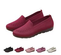 Netz-Ballerinas, extra breite Passform, flache Schuhe für Damen, leicht, bequem, Schlupfschuhe, atmungsaktives Netzgewebe, rot, 42.5 EU