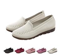 Netz-Ballerinas, extra breite Passform, flache Schuhe für Damen, leicht, bequem, Schlupfschuhe, atmungsaktives Netzgewebe, beige, 42.5 EU
