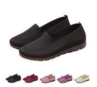 Netz-Ballerinas, extra breite Passform, flache Schuhe für Damen, leicht, bequem, Schlupfschuhe, atmungsaktives Netzgewebe, Schwarz , 42.5 EU