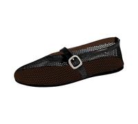 Netz-Ballerinas für Damen, Schnallenriemen Ballerina-Schuhe, Bequem Lässig Flache Schuhe Runder Zehenbereich Mesh Stoffschuhe Flacher Absatz Sandalen Sommer Atmungsaktiv Freizeitsandalen