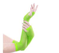 Netz-Handstulpen Lang Damen Schwarz, Lange Fingerlose Damen Handschuhe, Fischnetz Handschuhe Schwarz Fingerlose Fischnetz Handschuhe Netz Mesh Abendhandschuhe für 80er Jahre (Green, One Size)