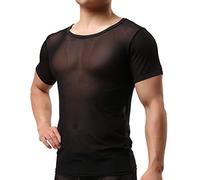 Netz Tshirt Herren Männer Netzhemd Muskel T-Shirt Tops Durchsichtig Shirts Transparent Top Musikfestival Streetstyle Netzshirt Rave Mesh Netzunterhemd Sexy Clubwear Oberteil Schwarz 3XL