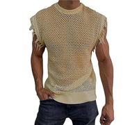 Netz Tshirt Herren Rave Netzshirt Party Oberteil Unterwäsche Muskel Durchsichtig Transparent Top Netzhemd Musikfestival Fishnet Unterhemd Netzstruktur Männer Atmungsaktiv Mesh Tops Khaki Xxl
