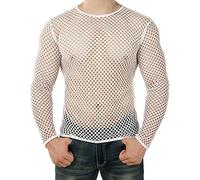 Netzhemd Herren Langarm, Langarmshirt Herren Transparent, Top Herren Netz Sexy Erotik Unterwäsche Netzstruktur Durchsichtig T-Shirt Muskel Shirts Netz Unterhemd Oberteile