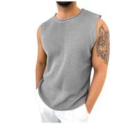 Netzhemd Herren Rave Netzshirt Netzstruktur Oberteil Muskelshirt Netz Party Unterwäsche Shirts Männer Sexy Transparent Durchsichtig Fishnet Atmungsaktiv Slim Mesh T-Shirt Grau L