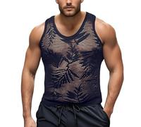 Netzoberteil Herren Mesh Netzhemd Netzstruktur T-Shirt Oberteil Slim Streetstyle Fishnet Shirts Atmungsaktiv Party Tops Hemd Durchsichtig Spitze Sexy Disco Transparent Top Blau XXL