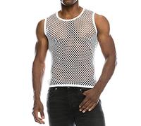 Netzoberteil Herren Schwarz - Netzhemd Herren 80Er Neon - Shirt Durchsichtig Weiss - Tanktop Herren Netz - Tanktops Blickdicht Top Sport Unterhemd Männer Unterhemden Unterhem Tops Sexy Eng