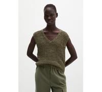 Strickpullover MARC O'POLO "aus Bio-Baumwolle-Mix", Damen, Gr. L, medium grün, Obermaterial: 61% Baumwolle, 39% Polyamid, unifarben, V-Ausschnitt, Pullover Strickpullover (23291351-L) medium grün