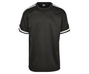 Netzshirt URBAN CLASSICS "Urban Classics Herren Oversized Stripes Mesh Tee", Herren, Gr. S, schwarz, 100% Polyester, gestreift, oversize, Rundhals, Shirts (54026861-S) schwarz