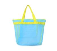 Netztasche für Strandspielzeug, Strandtasche, große Kapazität, Reise-Kulturbeutel für Kinder, Damen, Mädchen, Reise-Kulturartikel, große Kapazität, Sandspielzeug, Band, blau und gelb, Mass Beauty