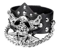 Neu 2026 Unisex Regengitter stell Punk Rock Herren Leder Seil Armband Piraten Skelett Kopf cool PU zerrissen Kette beste Geschenke Schmuck Mode trendy Zubehör kreatives Geschenk für Frauen und Männer