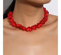 Neu eingetroffen handgefertigte acryl Herz Anhänger Halskette für Frauen, rotes Valentinstags-Geschenk