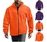 Neu Fleece Mantel Herren Jacke Herren mit Fleece-Futter und Reißverschluss Sweatjacke Stehkragen Fleecejacke mit Reißverschlusstasche Mantel Einfarbig Pulli Weicher Wram Sweaters für Herbst Winter