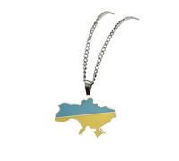 Neu für Trendige 2025 Tropföl Ukraine Flagge Halskette Frauen Edelstahl Vintage ukrainische Karte Anhänger Schmuck Geschenke Mode-Accessoires kreatives Geschenk