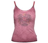 NEU! Glitzer Tanktop Damen - Österreich Shirt mit Strass-Adler & rot-weiß-roten Trägern aus Bio-Baumwolle - tailliert, leicht & luftig - Sommer Top mit Flammgarn Effekt