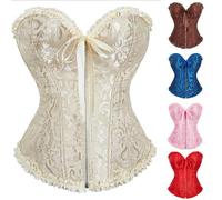 Neu Korsett Damen, 2025 Corsage Damen Verschluss Vorne Korsett mit Stahlknochen Korsage mit Reißverschlüsse Corset, Vollbrust Corsage Figurformend Bauchweg Bustier mit Schleife Dessous Shapewear