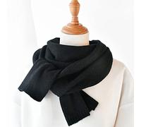 Neu Schwarz Kaschmirschal Damen Winter Warm Gestrickte Dünne Schals Erwachsene Kleine Kurze Wollschals Herbst Foulard Herren