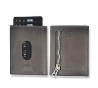 NEU: SOLO PELLE® Slim Wallet mit Münzfach [12 Karten] Slimwallet Riga [RFID-Schutz] Kartenetui mit Münzfach [Leder] Smart Wallet für Männer und Damen (Steingrau)