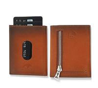 NEU: SOLO PELLE® Slim Wallet mit Münzfach [12 Karten] Slimwallet Riga [RFID-Schutz] Kartenetui mit Münzfach [Leder] Smart Wallet für Männer und Damen (Cognac Braun)