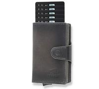 NEU: SOLO PELLE® Slim Wallet Mondo ohne Münzfach [bis zu 13 Karten] Slimwallet [RFID-Schutz] Kartenetui [Leder] Smart Wallet für Männer und Damen (Steingrau)