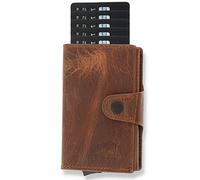 NEU: SOLO PELLE® Slim Wallet Mondo ohne Münzfach [bis zu 13 Karten] Slimwallet [RFID-Schutz] Kartenetui [Leder] Smart Wallet für Männer und Damen (Vintage Braun)