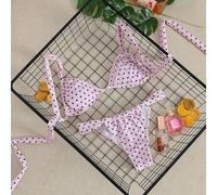 Neuankömmling Frühling/Sommer Französischer Retro Lavendel Polka Punkt Süß & Würzig Teenager Mädchen Bikini Set, Strand Urlaub Zwei Teile Bademode