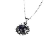 Neue 2025 925 Sterling Silber Halskette Natürliche Kyanit Halsketten Für Frauen Edlen Schmuck Geschenk Sonne Form Vintage Exquisite Anhänger Mit sie