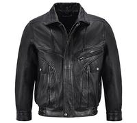 Neue 8553 Männer gewaschen schwarz Biker Style Vintage Soft Nappa echte Lederjacke (XS)
