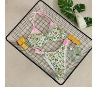 Neue Ankunft Frühling/Sommer Farbblock Ditsy Blumen Neckholder Bikini Set, jugendlich Strand Urlaub Zweiteiler Bademode