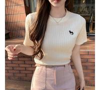 Neue Business Lässig T-Shirt für Damen im Frühling/Sommer mit einzigartigem Stoff und Pferde-Stickerei