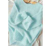 Neue Damen Rundhals einfarbige Lässig Elegant Elegante Pendler Outdoor Schule Weihnachten Strickpullover mit Drop Shoulder und Langarm