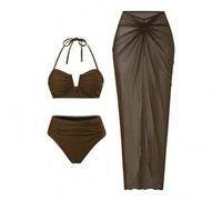 Neue Frühjahr/Sommer-Kollektion 2026: Damen-Bandeau-Badeanzug Einfarbig, Badeshorts, Maxikleid aus Mesh, Strand- und Resort-Bademode-Set, Rock-Bikini-