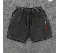 Neue gewaschene Vintage-Shorts für Herren, Streetstyle-Qualität aus Baumwolle mit Emo-Muster, schwarze gewaschene Shorts, lässig cool für den Alltag,