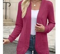 Neue Mode für Frühling/Sommer, eleganter einfarbiger lässiger gerippter Strick Cardigan Pullover Sport