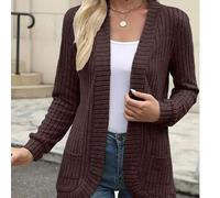 Neue Mode für Frühling/Sommer, eleganter einfarbiger lässiger gerippter Strick Cardigan Pullover Sport