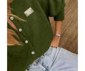 Neue Mode Herbst/Winter Casual Minimalistischer gestrickter Knopfjacke Basic Oberteile, 6% Wolle, Y2K Damen, Oberteile für Ausgehen, Casual, Saudi-Nat
